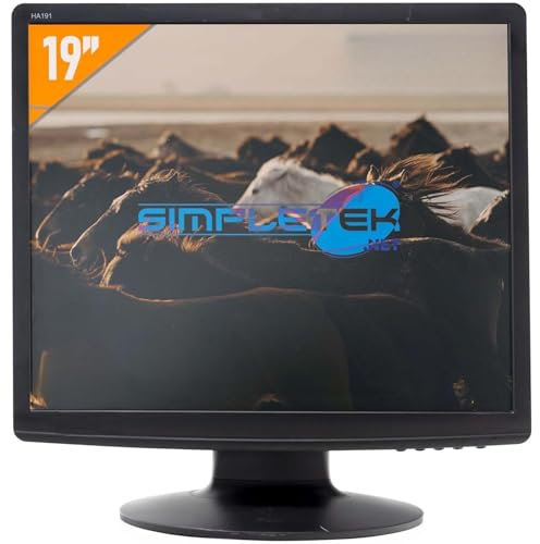 SIMPLETEK - Monitor LCD TFT da 19 1280x1024 5ms 60Hz - VGA DVI | Altoparlanti integrati | Montaggio a parete | Nero con base (Ricondizionato)