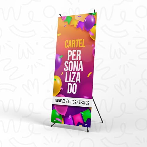 Photocall Personalizado 70x180cm - Cartel Personalizado con Textos, Fotos o Logo - Pancarta Personalizada con Estructura para Fiesta Cumpleaños, Comunion, Bautizo o Decoracion Boda