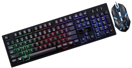 Sewroro Clavier de Jeu Mécanique Filaire USB Souris, 104 Touches Résistantes à l'usure, Design Anti-Conflit, Ensemble pour Gamer à Domicile ou Café
