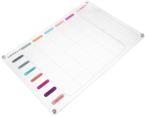 LOLIPPYY Tablero Acrílico Transparente Magnético Pizarra Borrable para Planificación Mensual Organización Diaria Uso Nevera Oficina y Cocina Resistente y Reutilizable