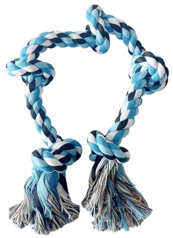 VlHpnpe Extra langes 90 cm geflochtenes Baumwollseil, Hundespielzeug, 5 Knoten, Design für Zerren und Ziehen, Interaktion, Spielen und Zahnpflege, Kauseil für Hunde