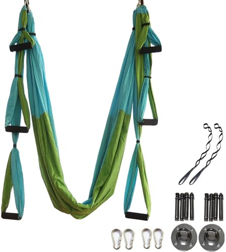 TOOSOAR Amaca Yoga,con Manico in Schiuma Spessa,per Yoga,Antigravità(Azzurro Cielo e Verde Frutta)
