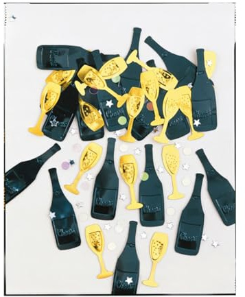 Amscan INT36866 - Konfetti Cheers, Folie, 14 g, Champagner, Sekt, Streudeko, Tischdekoration, Karneval, Geburtstag, Gold