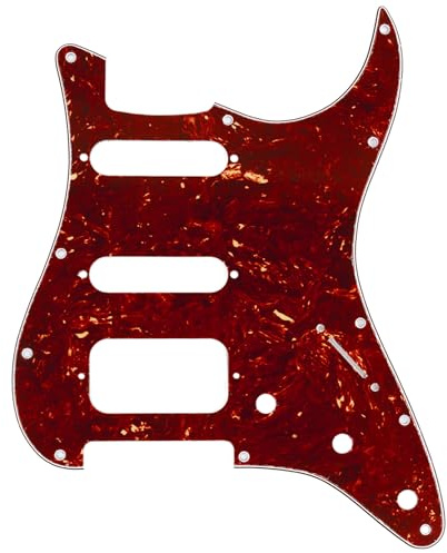 Musiclily Pro 11 Löcher HSS Runde Ecke Schlagbrett 4 lagig Vintage Tortoise | mit 2 Schrauben Humbucking Pickup Mount, für Fender American/Mexican Strat E-Gitarre