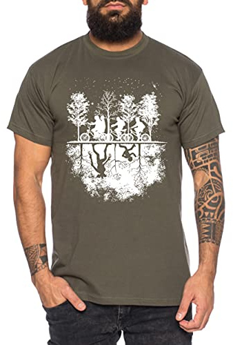 Stranger Upside Down - T-Shirt pour Homme Things Demogorgon Elfie Dustin Jane Hopper Upside Down TV blu-Ray DVD, Größe2:Medium, Farbe2:Kaki