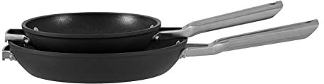 Ninja ZEROSTICK Stackable Cookware Frying Pan 2-Piece Set, Non-Stick, Space Saving, 20/26cm Frying Pans, Long Lasting Hard Anodised Aluminium, Induction Compatible, Grey, C52000UK