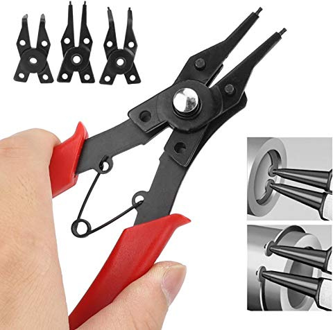 Mini-Sicherungsringzangen-Set – 2 Stück 4 in 1 Sprengringzangen-Kombinationsset Präzisions-Drahtschneider mit austauschbaren Köpfen Set Heads Tool