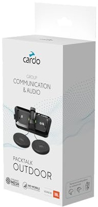 Cardo PACKTALK Outdoor Solo Pack, Helm-Kommunikationssystem, ideal für Ski, Snowboard und Radfahren (Schwarz, Einzelpackung)