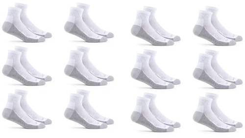 Fruit of the Loom Men's Dual Defense Ankle Socks (12 Pack), White, Medium (6-12)