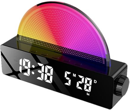 TONGFENG Reloj despertador de amanecer | Reloj despertador con luz de amanecer | Simulador de luz de despertar | Luz nocturna multicolor regulable para dormitorio de niños
