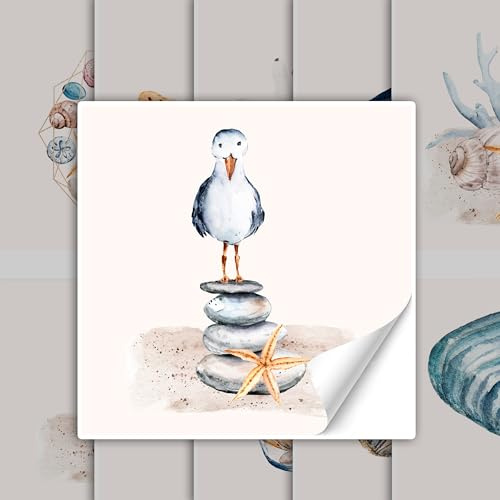 GRAZDesign Fliesenaufkleber maritime Muster Bad Badezimmer, Fliesenbilder Set selbstklebend - 10x10cm / 10 Stück