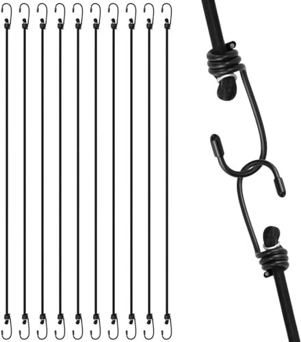 QWORK® 10 Pezzi 100 cm corde elastiche con ganci, elastico con gancio multiuso per bagagli, campeggio