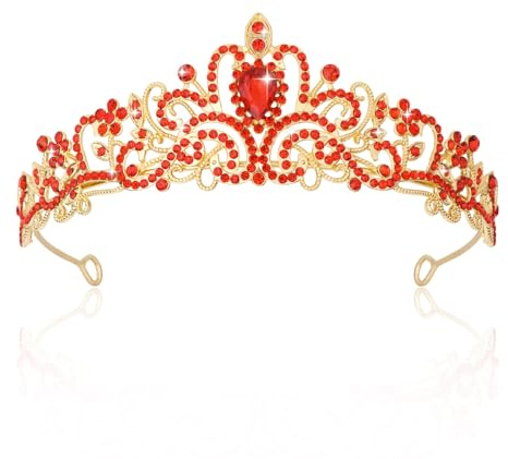 CIEHER Rote Krone Rote Tiara Königin der Herzen Krone für Frauen Mädchen Königin Kronen für Frauen Geburtstag Krone Hochzeit Tiara Halloween Kostüm