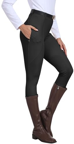 MoFiz Pantaloni da Cavallerizza Leggins Equitazione alla Zuava in Silicone a Seduta Intera Pantaloni Grigio M