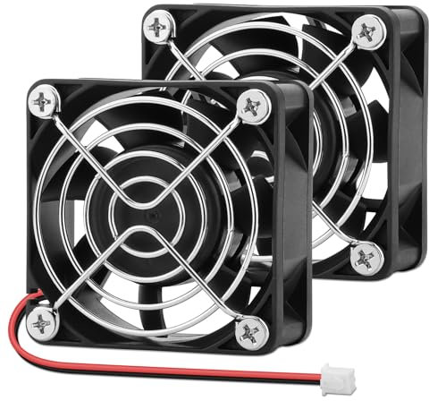 AmRunJe 60mm x 25mm DC Brushless Fan 12V 2Pin High Airflow Small Cooling Fan for RV Fridge PC Computer Case Receiver Cabinet Electronics CPU Xbox 2PCS