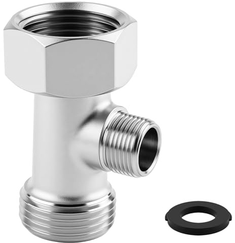 Bidet T Adapter – 3-Way Toilet Faucet Splitter with Rubber Gaskets, 7/8inch 3/8inch 7/8inch Plumbing Splitter, Brass Shower Head Diverter Valve for Bidet Sprayer, RV & Home Plumbing Fittings