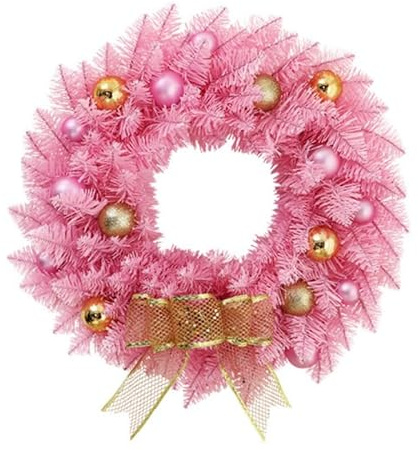 30cm Weihnachtsgirlande, Rosa mit GoldenenKugeln, Künstliche Tannenzweige, DekorativeSchleife, künstliche Girlande Weihnachten für Haustür,für Tur,Haustür, Kamin und Wanddekoration(Rosa)
