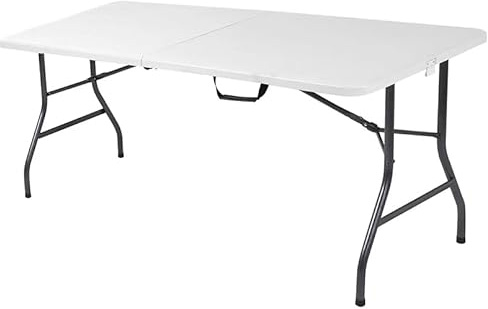 Mesa Plegable Portátil Multifuncional 180 Cm Estructura Acero Pop Up Asa Transporte Diseño Compacto Liviana Estable Duradera Exterior Interior Camping Eventos Reuniones Terraza Jardín Comedor