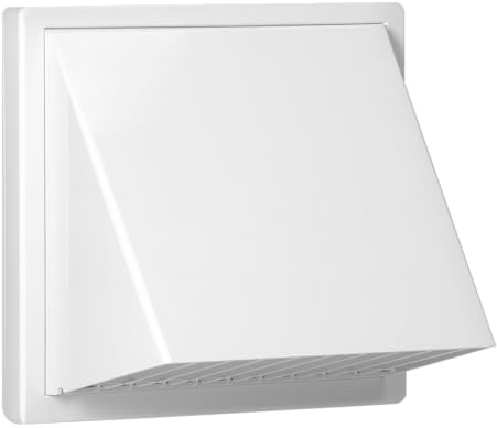 MIRATIC Yttre Väggventilationsgaller med Backventil – Utloppsgaller för Mekanisk Ventilation med Regnskydd Material ABS (vit - Ø80-150 mm)