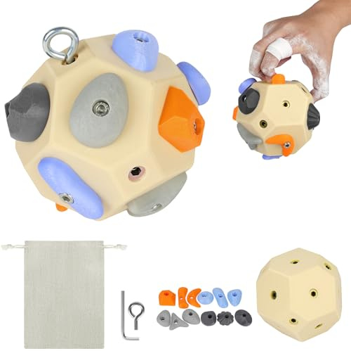 APXEL Handgefertigter 3D Boulder-Block mit 12 Harzhaltern, Tragbares Kletterball Fingergriff-Trainer Sport Freizeit Spielzeug Trainingsball Geschenk für Kletterer und Bergsteigen