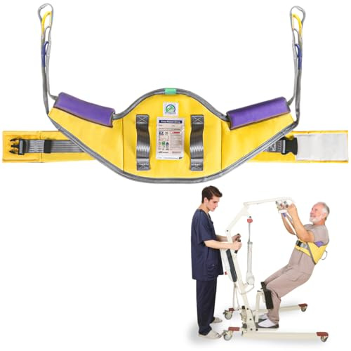 EZ Assistive Sit to Stand Hoist Sling, 230kg (500lbs) Transfer Sling with Padded Armpits & Non-Slip Waist, Stand Assist Mobility Aid for Elderly & Disabled Care (S/M/L) (Yellow, Small)