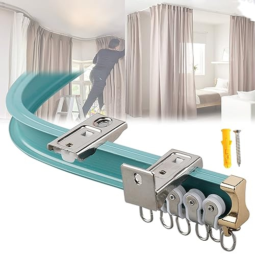 Binario pieghevole per tende da soffitto, sistema di binari in alluminio per divisori, facile da tagliare, montaggio a parete/soffitto per finestre ad arco a forma di U a forma di L