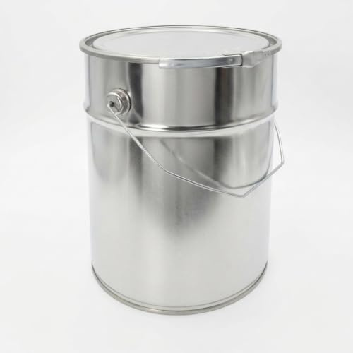 plasteo® 10 Liter Weißblecheimer Hobbock inkl. Deckel mit Spannring | Stabiler Metallgriff | Luft und Flüssigkeitsdicht | Robust und Stapelbar | Gefahrgut Tauglich