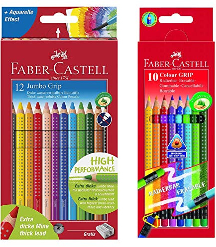 Faber-Castell Farbstift Jumbo Grip 12er + 10er Colourgrip radierbar