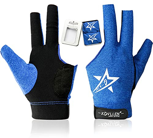 KONLLEN Billiards Gloves Left Hand/Right Hand L/XL Pool Gloves Lycra Material Professional Non-Slip Adjustable Breathable Billiards Match Gloves Snooker Nine-Ball 3 Cushion Carom Pool Accessories