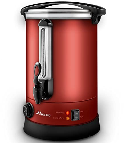 TRESKO® Bollitore per Vin Brulè 10L / 1500W Automatica da Cucina in Acciaio Inox Bollitore Vin Brulè Dispenser di Bevande Calde Distributore di Acqua Calda