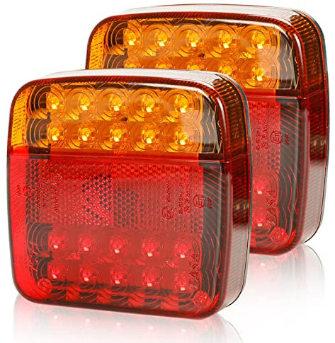 Qiping 2 Stk Rückleuchten Satz für KFZ Anhänger, 12V Universal Rücklicht Rücklichter Beleuchtung mit Kennzeichenbeleuchtung, mit E-mark