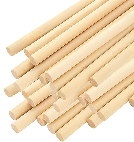 SHUESS 100 Pcs Wooden Dowels 10mm - 30cm Wooden Sticks - Unfinished Natural Wood Dowel Rods for DIY Craft and Art Work - Wood Sticks for Craft (11.81 x 0.39 inch)