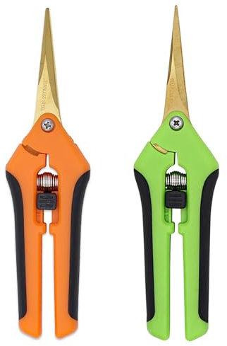 Forbici Giardinaggio (2 pezzi), per Cesoie Giardinaggio per Piante, Fiori, Rami, Bonsai, Verde + Arancione