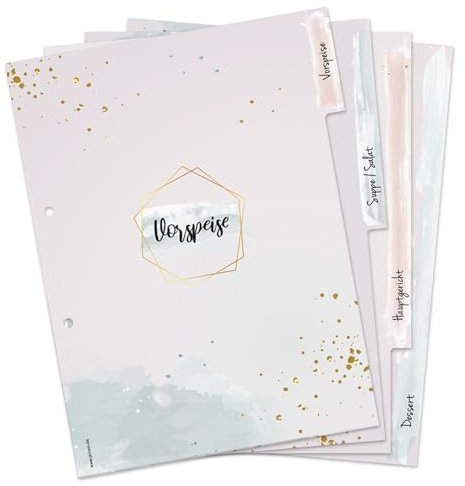 PRICARO Ordner-Register Golden Dots, A4, 4 teilig