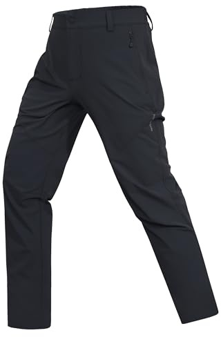 Pioneer Camp Wanderhose Herren Outdoor Hose Trekkinghose Atmungsaktiv Wasserabweisend Funktionshose Herren Arbeitshose Mit Taschen Leicht Schnell Trocknend(Black;L)