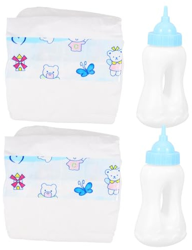 Supvox Puppen Milchflaschen mit Flaschen und Windeln Zubehör für Rollenspiele für Puppenhausbedarf