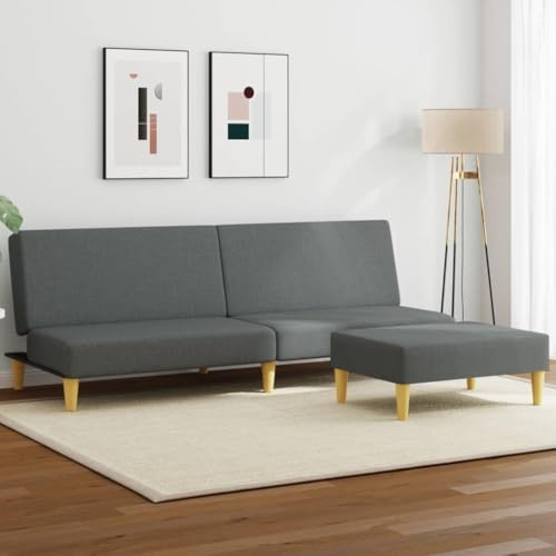 YuuSsea Bäddsoffa 2-sitsig med kudde, fotpall, mörkgrå sammet, justerbart ryggstöd, 224 x 84,5 x 70 cm, för vardagsrum