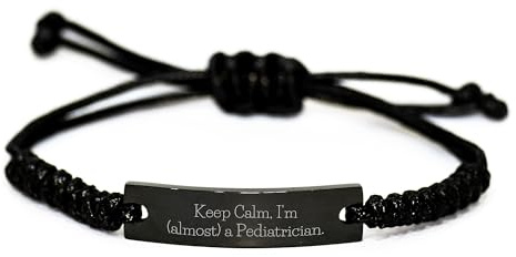 Funny Pediatrician Rope Bracelet Gifts for Men from Friends, 'Keep Calm, I'm (almost) A Pediatrician' Unique Christmas Unique Gifts