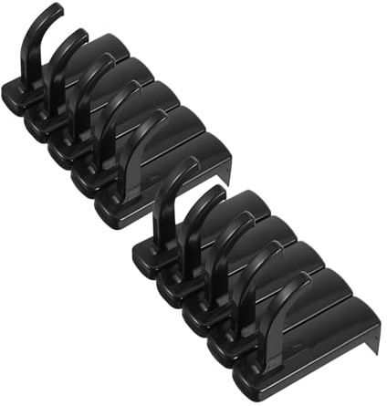 TOBBOMEY Support pour Casque Audio sur Moniteur Noir en Plastique, Lot de 10 Crochets Adhésifs Multifonctions, Compatible Casques Circum-auriculaires, Fixation Bureau et Écran,