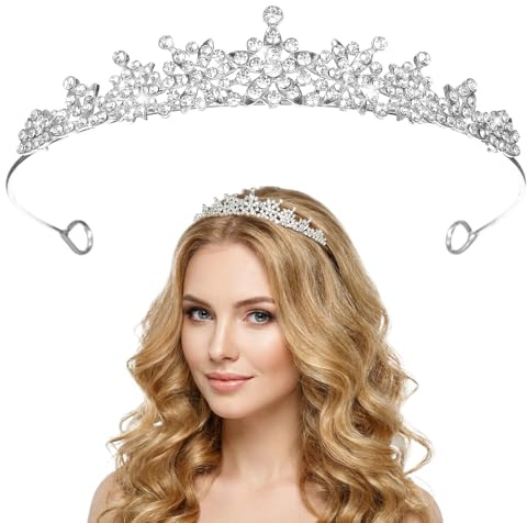 WJIAAA Königin Krone,krone mädchen Tiara für Hochzeit,Kristall-Damen-Haar für Geburtstags Hochzeit Abschlussball Prinzessinnenpartys Frauen und Mädchen(Silber)