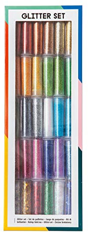 folia 578 - Glitter Set, 30 Dosen á 3 g Glitterpulver, sortiert, zum Streuen - ideal zum Verzieren Ihrer Bastelarbeiten, Grußkarten, Scrapbooking, und vielem mehr