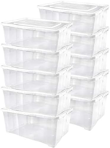 10 er Set Alpfa Schuhboxen je 10,0 Liter Inhalt - transparent mit Deckel - stapelbar 37x26x13 cm