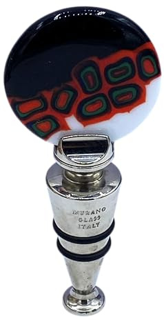 Bouchon de bouteille en acier et verre de Murano avec Multicolor Murrine Made in Italy
