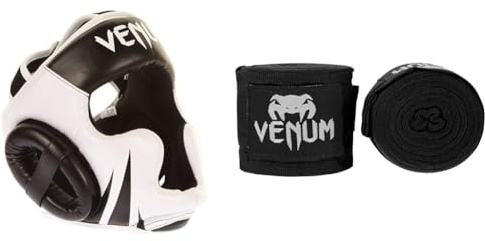 Venum Unisex Challenger kask Helme, Black/Ice, Einheitsgröße EU & Kontakt Boxbandagen - Schwarz - 4 M