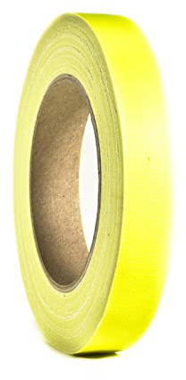 Ruban adhésif néon fluorescent - Lumière noire - Gaffa - Réactive - Fluorescent UV - Ruban lumineux - Pour les fêtes, les travaux manuels, les décorations, l'industrie (19 mm x 25 m, jaune fluo)