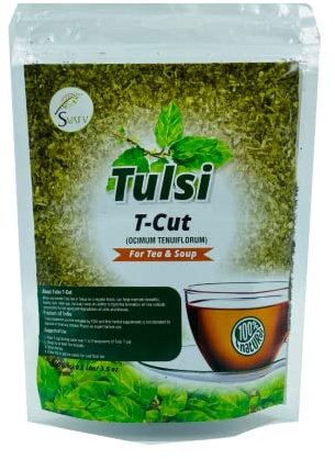 Hoja de té suelta de hierbas Tusli de SVATV | Té de albahaca sagrada | Apoyo inmunológico | Respuesta Inflamatoria Saludable | Ricos antioxidantes - 100 g, 3,52 oz, 0,22 lb