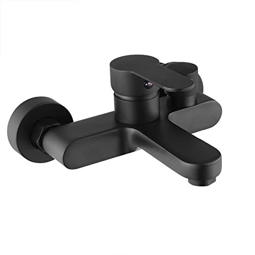 FQYEP Manual Shower Mixer Valve, Shower Mixer Taps Wall Mounted, Brass, Wall Mounted Shower Faucet, Wall Mounted Bathtub Faucets, Single Lever Bath Mixer Tap, Shower Faucet Hot And Cold Water, Black C