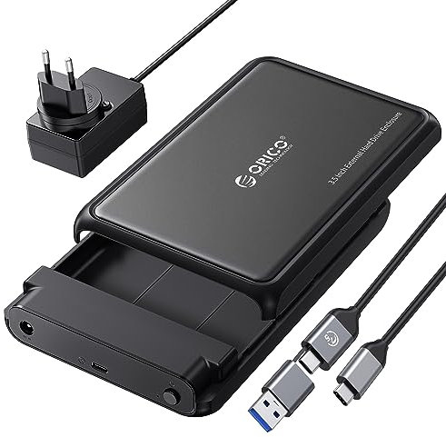 ORICO Festplattengehäuse 3.5 Zoll USB C 5Gbps Externes HDD Gehäuse für 2,5/ 3,5 SATA HDD und SSD Maximal 20 TB, Unterstützt UASP, 12 V/2A Netzteil (DDL35C3)