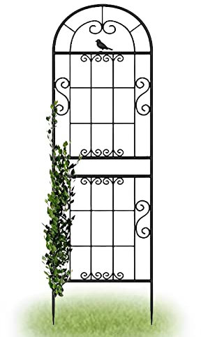 Treillis De Jardin pour Rosier Grimpant, Treillis De Jardin en Métal, Support De Plantes Antirouille Panneau De Plantes Grimpantes D'extérieur, Clématite De Légumes À Fleurs, Noir(Size:185x52cm)
