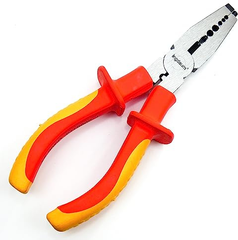 ingdaum® Pinza VDE per elettricisti – Isolata 1000 V e testata VDE – Certificata GS secondo DIN EN IEC 60900 – Acciaio cromo vanadio (Pinze per crimpare)
